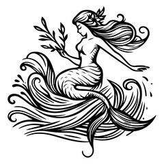 Mermaid with waves