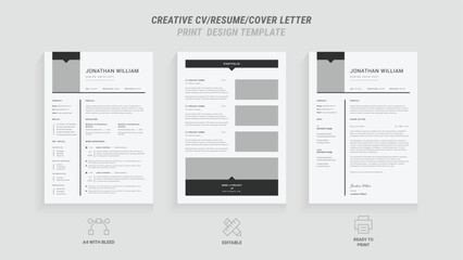 Minimalist Multipurpose Resume & Cover Letter Template , Clean Modern Design with Header and Footer, Ideal for Job Applications, Vector Graphic, Professional CV Layout
