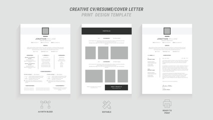 Minimalist Multipurpose Resume & Cover Letter Template , Clean Modern Design with Header and Footer, Ideal for Job Applications, Vector Graphic, Professional CV Layout