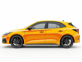 Fototapeta premium Yellow hatchback isolated on a white background