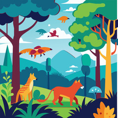 Vibrant forest vector illustration 