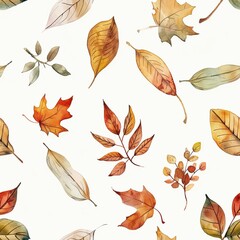 Fototapeta premium Beautiful watercolor autumn sewamles paper design illustration