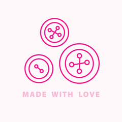 Made with Love Buttons Logo. Sewing Design Badge