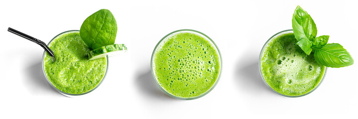 Detox green smoothie in glasses
