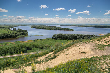 View of the confluence of the Toima river into the Kama river, Elabuga, Tatarstan, Russian...