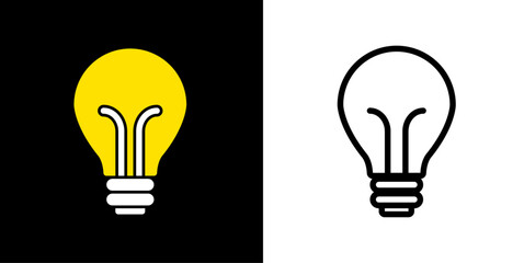 Light bulb icon vector. Creative idea and inspiration concept. Vector illustration on a white and black background.