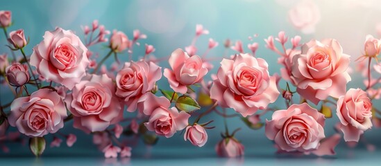 Delicate Pink Roses in Bloom