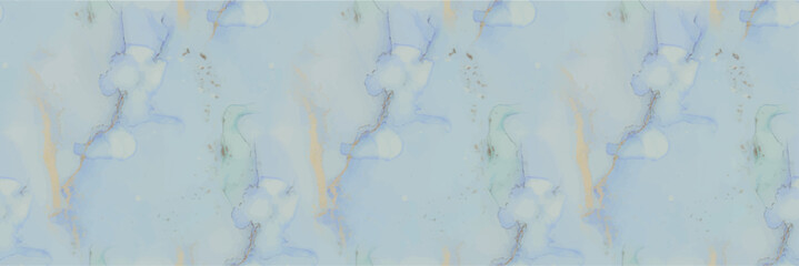 Water Elegant Watercolor. Modern Seamless Ink Template. Watercolor Marble. Gold Marble Watercolor. Blue Art Paint. Foil Oriental Background. Alcohol Ink Marble. Shiny Luxury Texture. Liquid Vector Ink