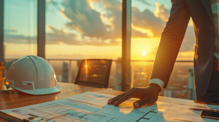 Engineer meeting in modern office with Architecture Interior Designer. Discussion of architectural project and Construction