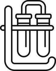 Laboratory equipment icon depicting test tubes being held by a support for scientific experiments