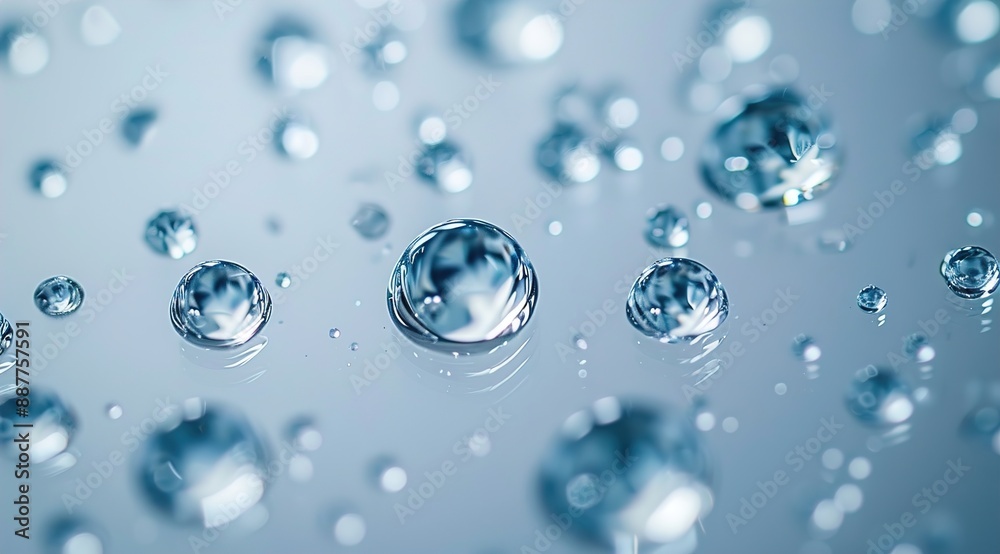 Poster water drops on blue background