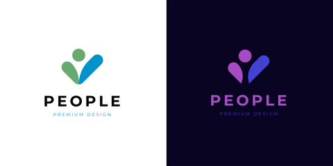 People Check Logo icon design for business success, human good service graphic symbol and health check logo element
