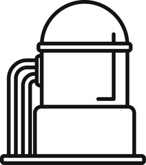 Water flowing through pipes into large metal water tower