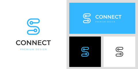 letter s connect logo line art style for brand identity name