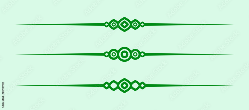 Poster divider line green vector isolated for border of paragraph of text. separator art horizontal shape to separate graphic ornament of illustration. simple element design of minimal frame for certificate