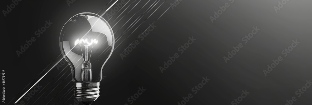 Aufkleber minimalist black and white light bulb with abstract lines. representing simplicity and innovation.