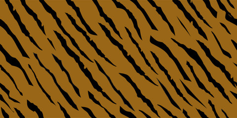 Brown Orange Print. African Animal Zebra. Jungle Animal. Black Line Tiger. Vector Texture. Nature Girly Pattern. Tropical Grunge Pattern. Cute Tropical Background. Black Abstract Print. Stripe Pattern