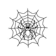 halloween spider in  net vector line art