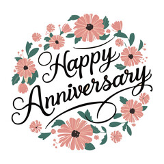 Elegant Happy Anniversary Illustration Design
