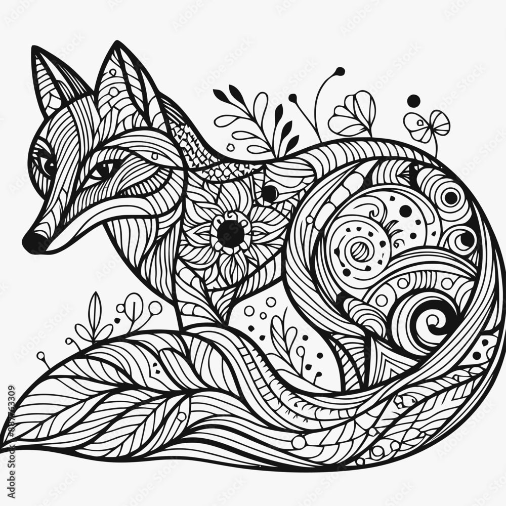 Wall mural abstract fox illustration