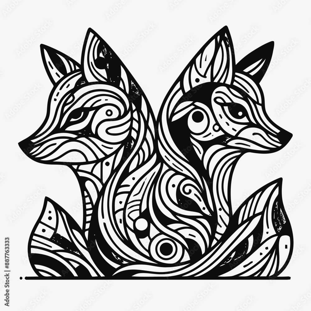 Wall mural abstract fox illustration