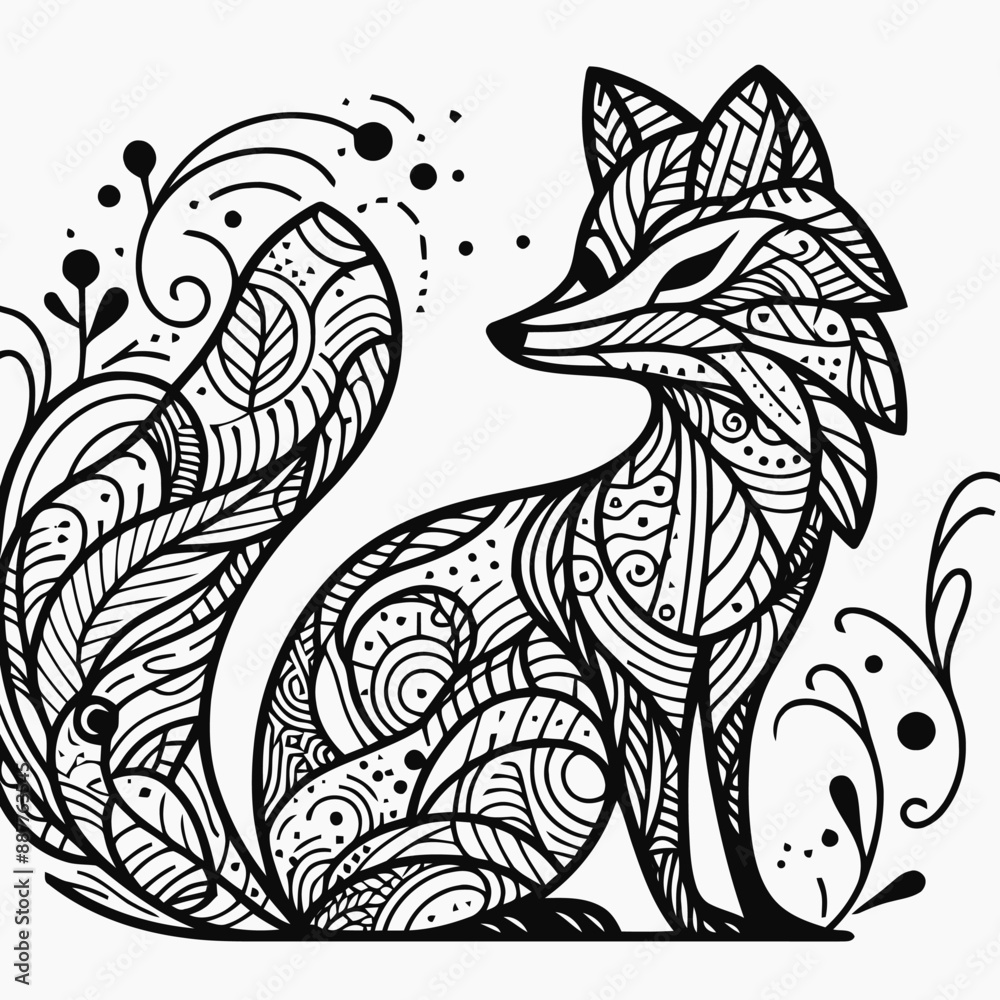 Wall mural abstract fox illustration