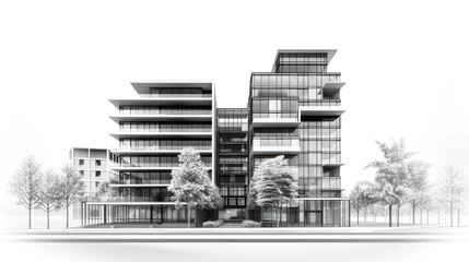 Modern Architectural Design Building Sketch