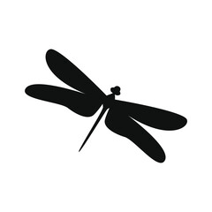 Dragonfly silhouetted isolated, fly insects icon, transparent background