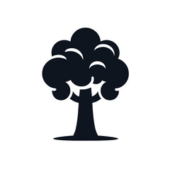 black and white silhouette of a simple tree icon