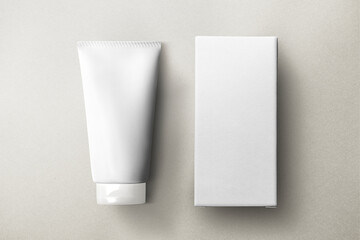 Skincare tube png mockup with packaging box for beauty brands