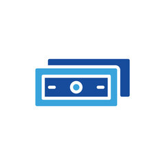 money icon vector or logo illustration glyph blue color style