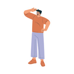 Look to Future with Man Character View Horizon Vector Illustration