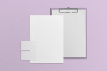 Png papers mockup stationery set with business card