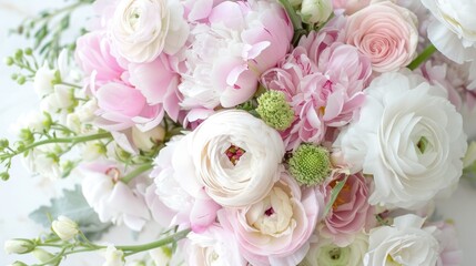 A bouquet of flowers with pink and white flowers