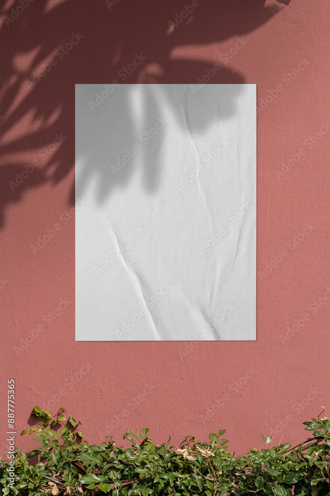 Sticker Poster png mockup, transparent design on wall