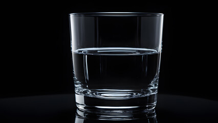 Glass of water on a black background. Close-up image.
