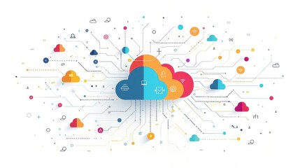 Obraz premium A colorful cloud with many different shapes and sizes