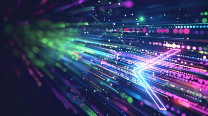 Neon Light Streaks on Black Background