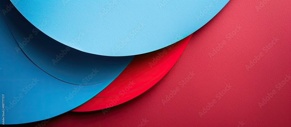 Poster design and decorate with an abstract red and blue paper background featuring copy space image