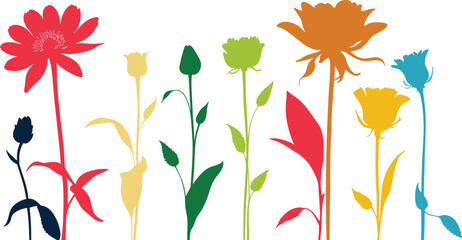 flower silhouettes stock illustration
