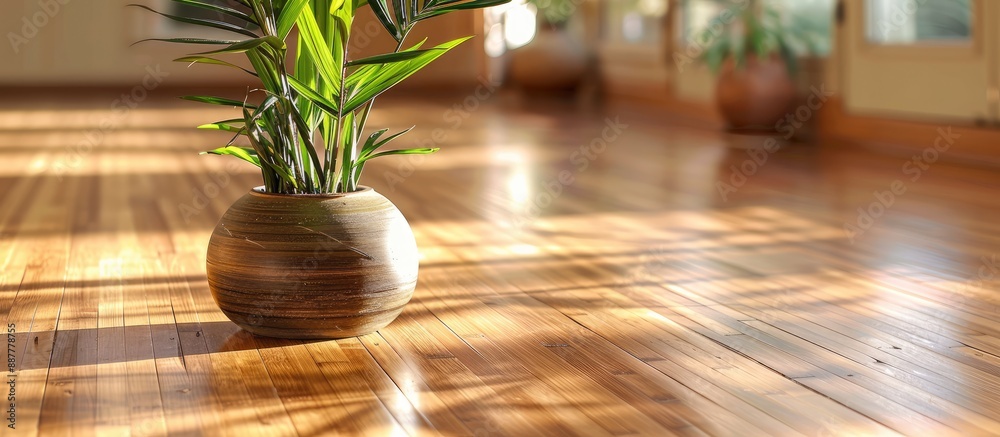 Poster Bamboo flooring with a dry appearance in the background offering space for additional elements in the image