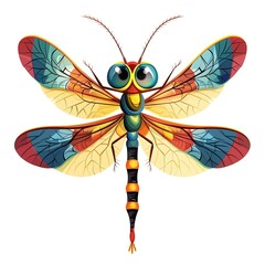 Obraz premium Dragonfly Retro animal fashion cartoon isolated whitebackground