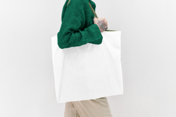 Tote bag png mockup reusable eco-friendly shopping bag