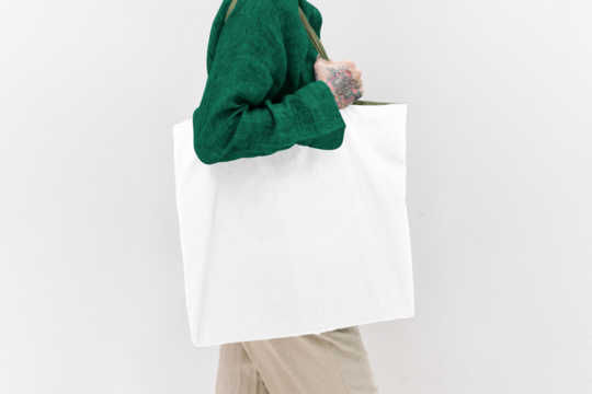 Tote bag png mockup reusable eco-friendly shopping bag