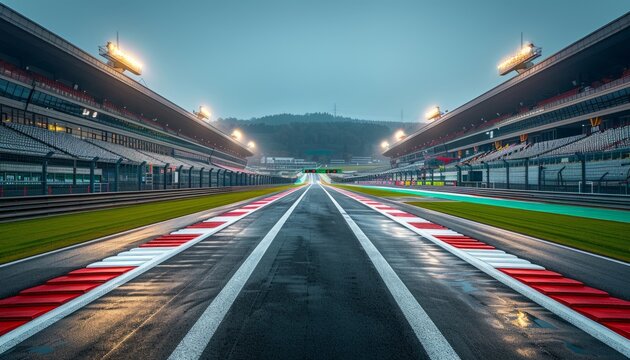 Race Track Perspective:  A View of the Track from the Starting Line - Powered by Adobe