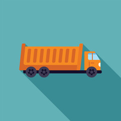Orange dump truck transporting building materials on a construction site