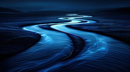 A mystical river splitting into multiple streams representing different life paths