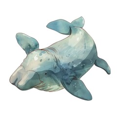 Fototapeta premium Dugong Artsy animal fashion cartoon isolated whitebackground