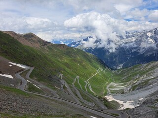 Panorama of Stelvio Road in Italy