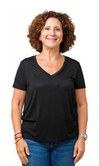 Beautiful middle ager senior woman over isolated background with a happy and cool smile on face. Lucky person.